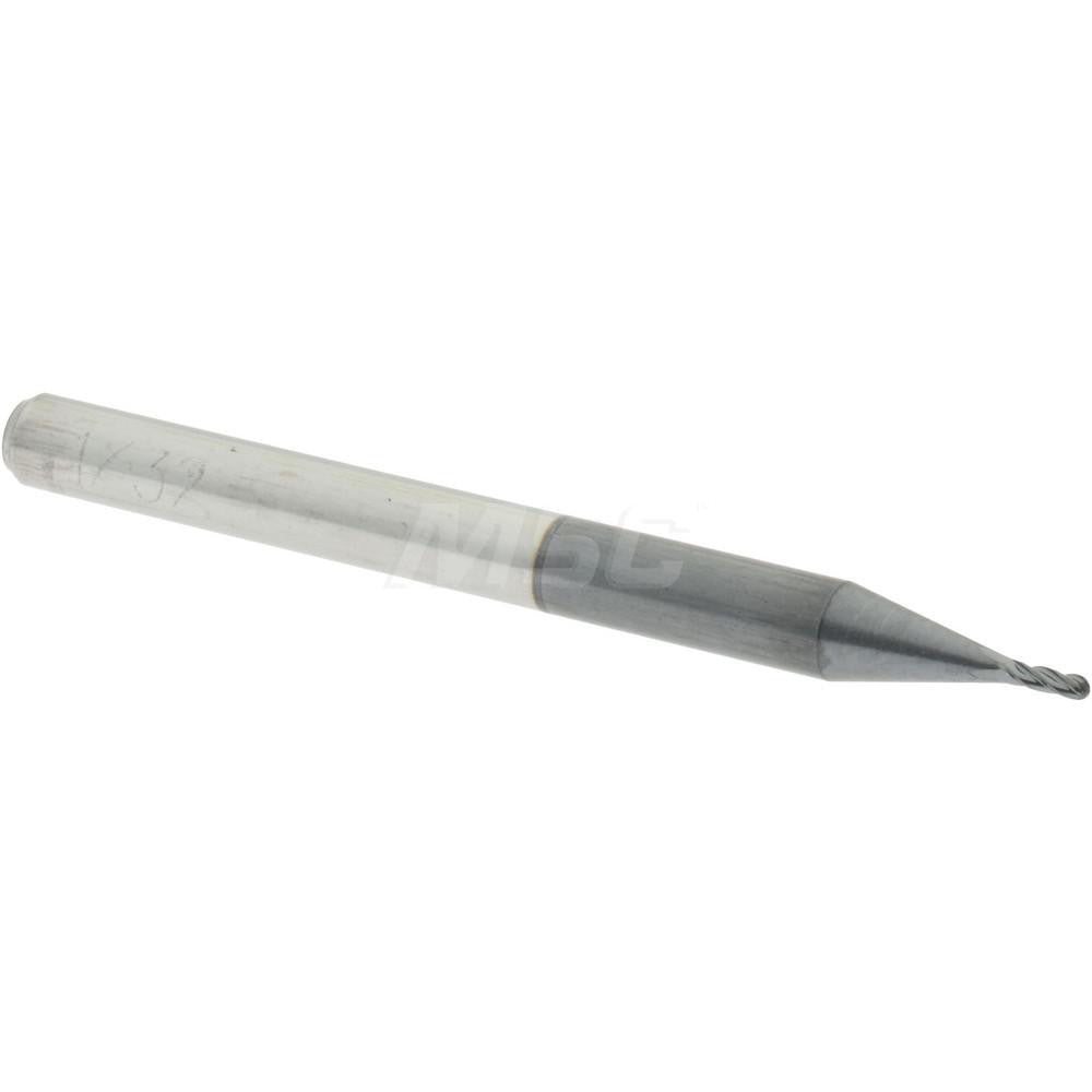 Accupro 09137472 Ball End Mill 0.0313" Dia, 0.0938" LOC, 4 Flute, Solid Carbide