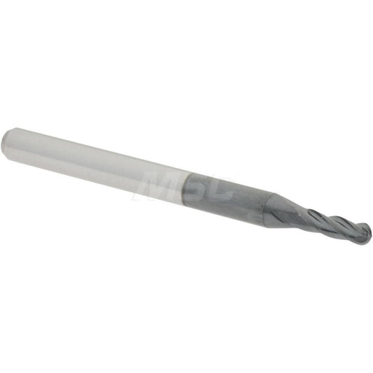 Accupro 09137506 Ball End Mill 0.0781" Dia, 0.25" LOC, 4 Flute, Solid Carbide