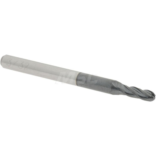 Accupro 09137514 Ball End Mill 0.0938" Dia, 0.2813" LOC, 4 Flute, Solid Carbide