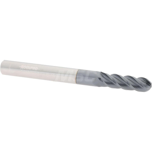 Accupro 09137621 Ball End Mill 0.2344" Dia, 0.75" LOC, 4 Flute, Solid Carbide