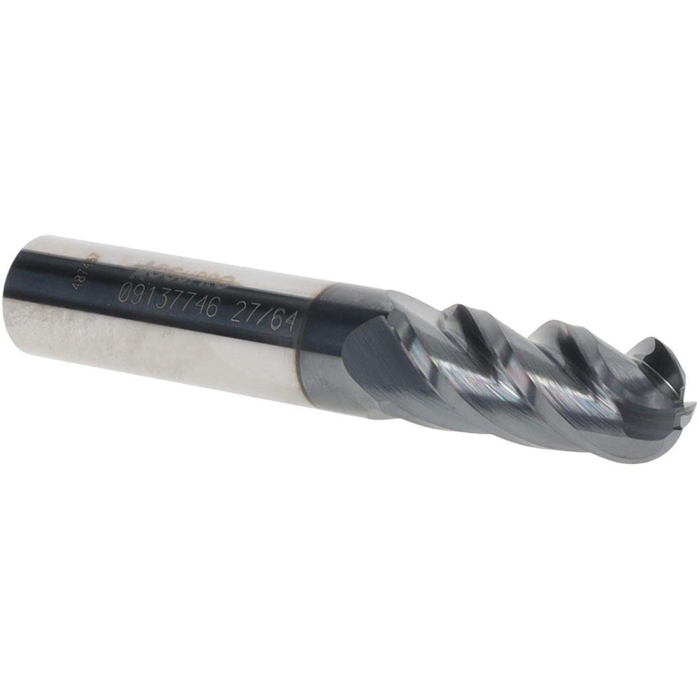 Accupro 09137746 Ball End Mill 0.4219" Dia, 1" LOC, 4 Flute, Solid Carbide