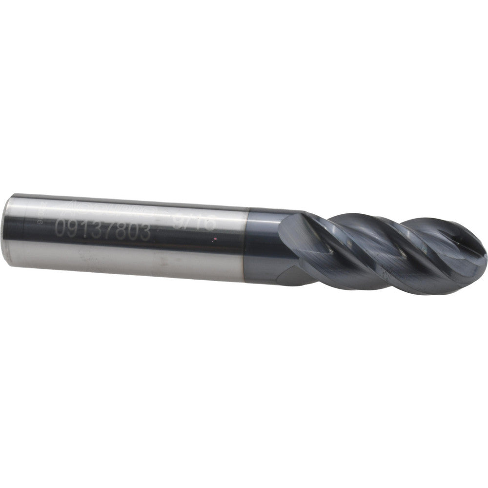 Accupro 09137803 Ball End Mill 0.5625" Dia, 1.25" LOC, 4 Flute, Solid Carbide
