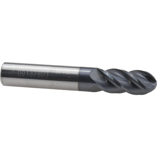 Accupro 09137803 Ball End Mill 0.5625" Dia, 1.25" LOC, 4 Flute, Solid Carbide