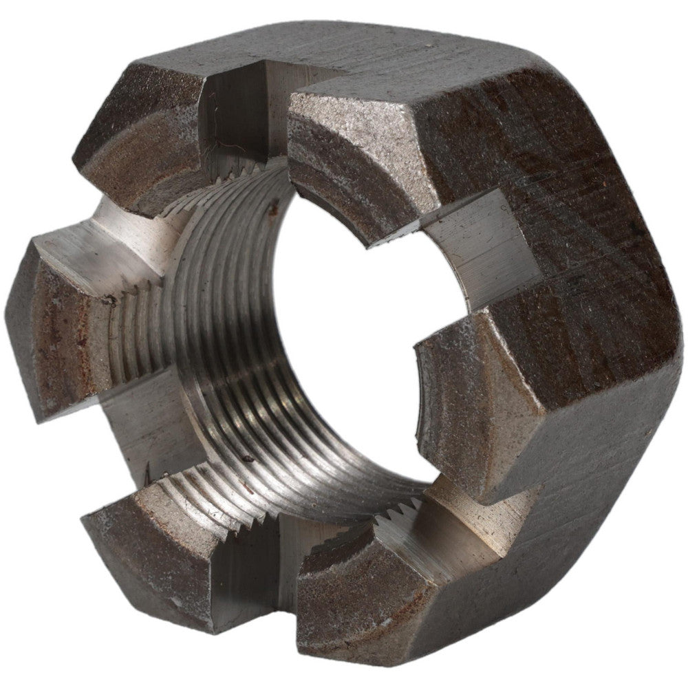 Value Collection SNFI2150-010BX Slotted Lock Nut 1-1/2-12, Grade 2 Steel, Bright/Uncoated