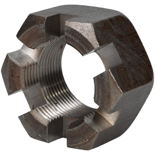 Value Collection SNFI2150-010BX Slotted Lock Nut 1-1/2-12, Grade 2 Steel, Bright/Uncoated