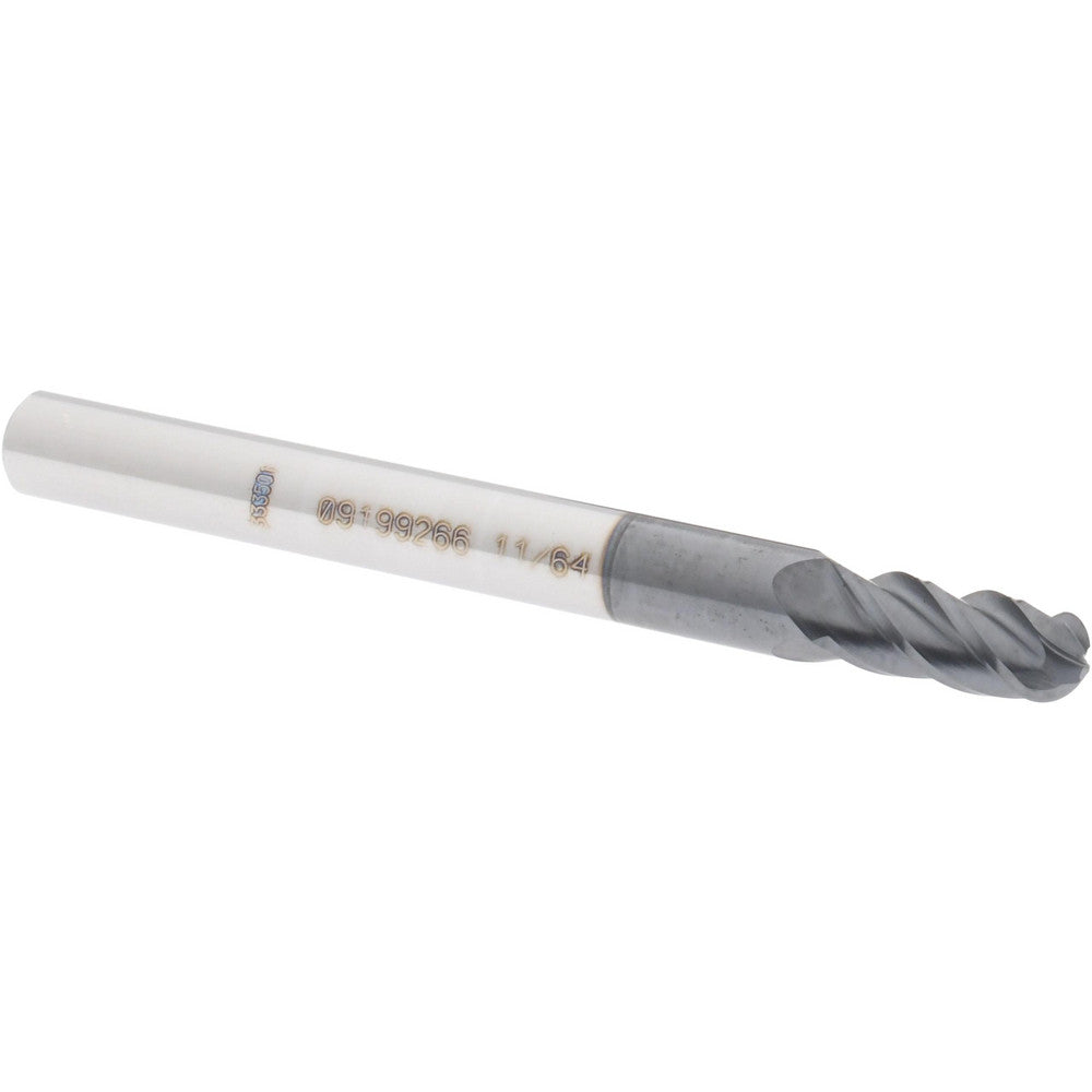 Accupro 09199266 Ball End Mill 0.1719" Dia, 0.375" LOC, 4 Flute, Solid Carbide