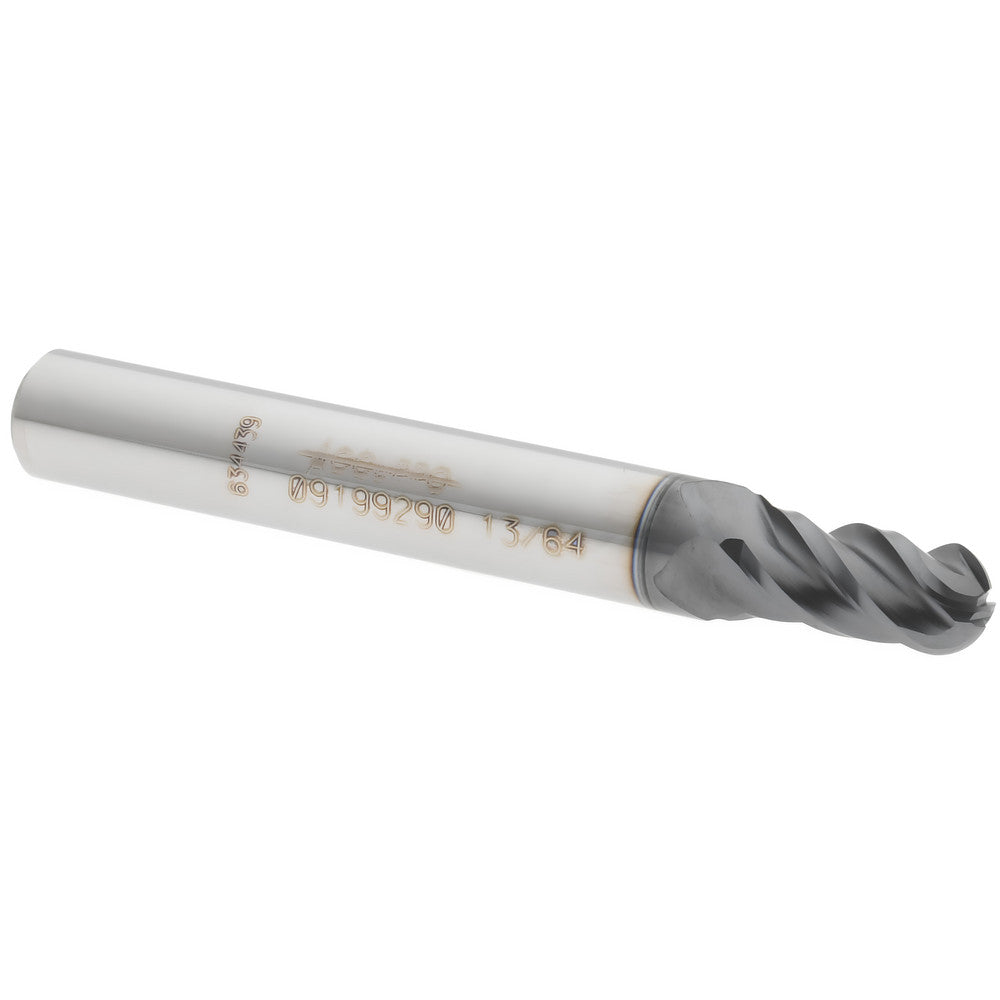 Accupro 09199290 Ball End Mill 0.2031" Dia, 0.375" LOC, 4 Flute, Solid Carbide