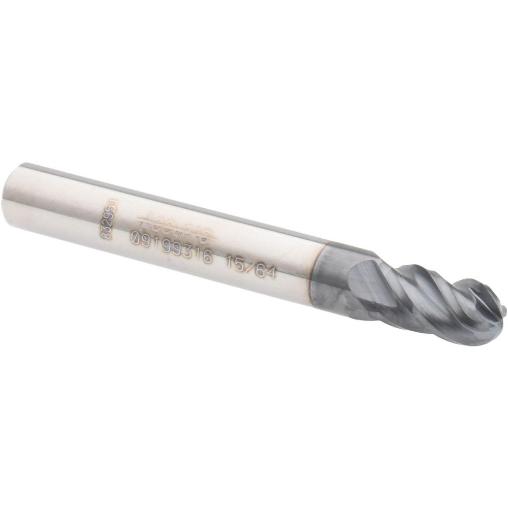 Accupro 09199316 Ball End Mill 0.2344" Dia, 0.375" LOC, 4 Flute, Solid Carbide