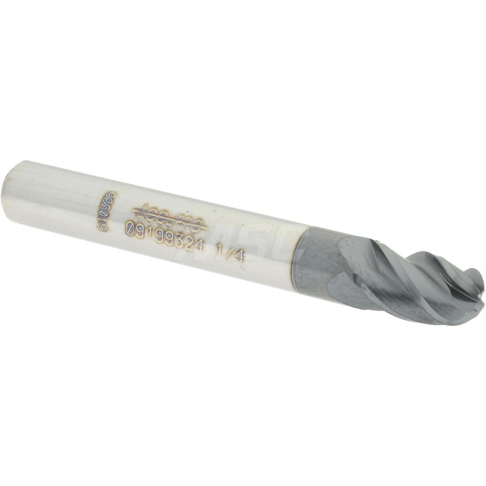 Accupro 09199324 Ball End Mill 0.25" Dia, 0.375" LOC, 4 Flute, Solid Carbide
