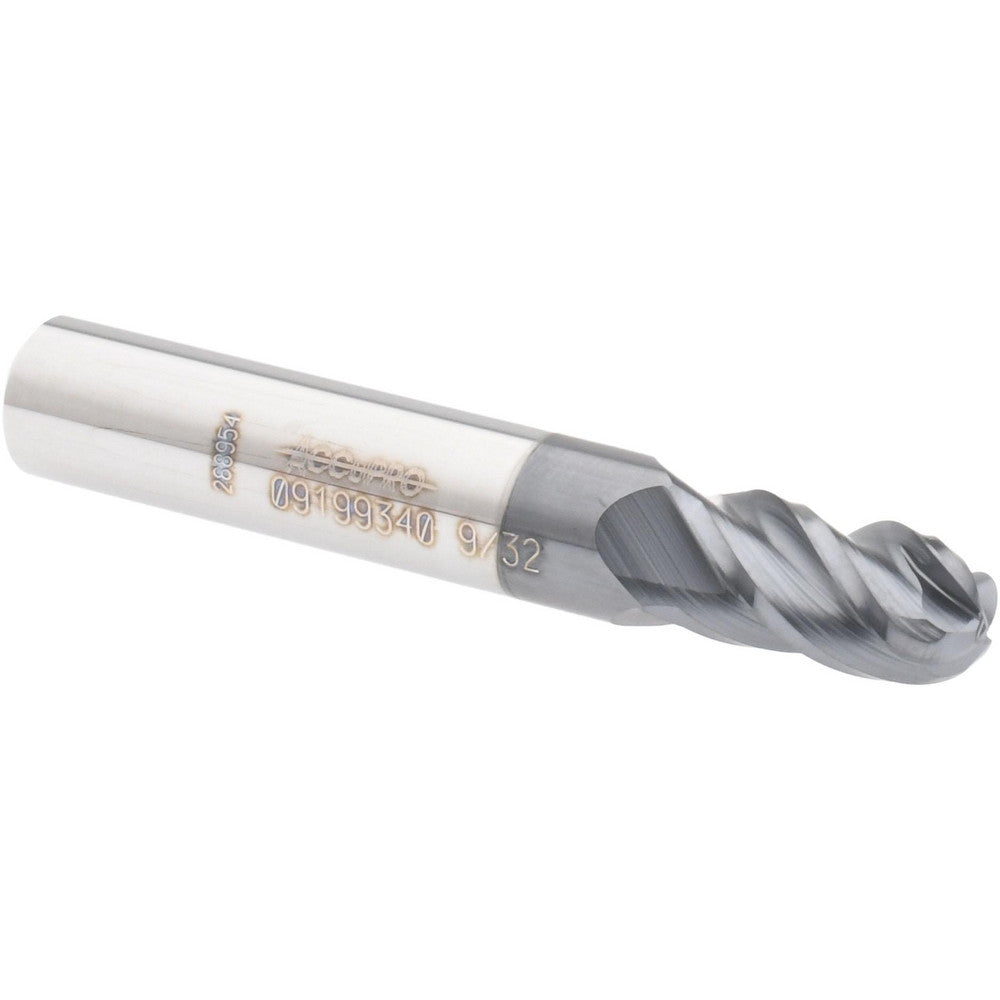 Accupro 09199340 Ball End Mill 0.2813" Dia, 0.5" LOC, 4 Flute, Solid Carbide