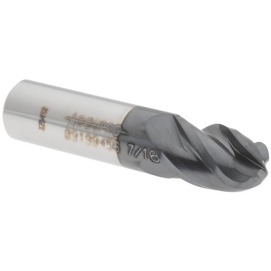 Accupro 09199456 Ball End Mill 0.4375" Dia, 0.625" LOC, 4 Flute, Solid Carbide