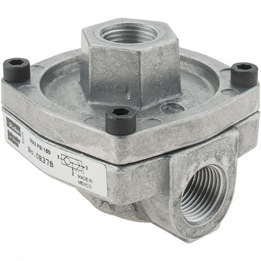Parker 0R37B Quick-Exhaust Valves Inlet Port Size 3/8 Inlet Port Size 0.375 in Exhaust Port Size 3/8 Exhaust Port Size 3/8 in Maximum Working Pressure (psi) 13.8 bar 200 psi Maximum Working Pressure (psi) 13.8 bar 200 psi Body Material Aluminum Maximu