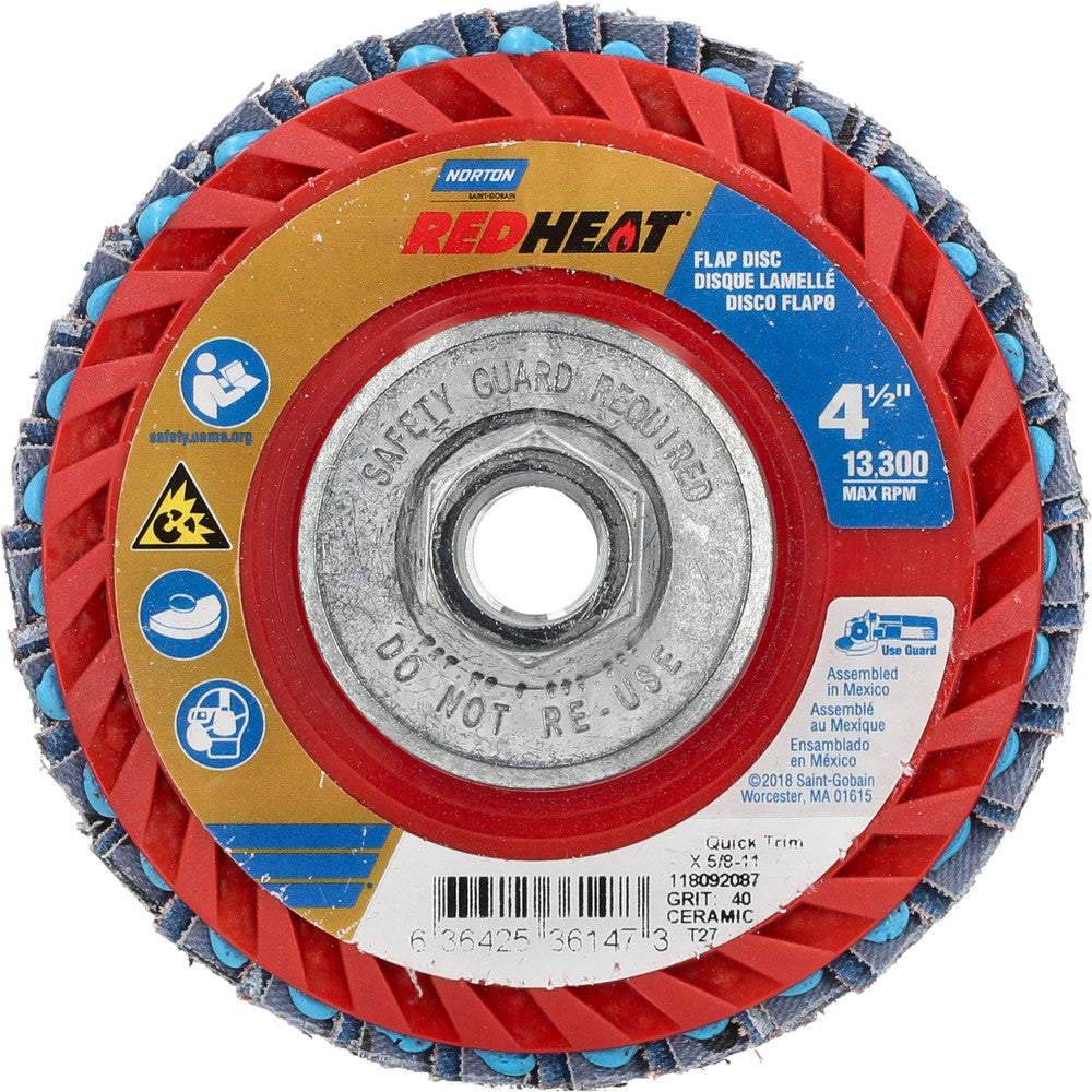 Norton 63642536147 Flap Disc 5/8-11 Hole, 40 Grit, Ceramic, Type 27