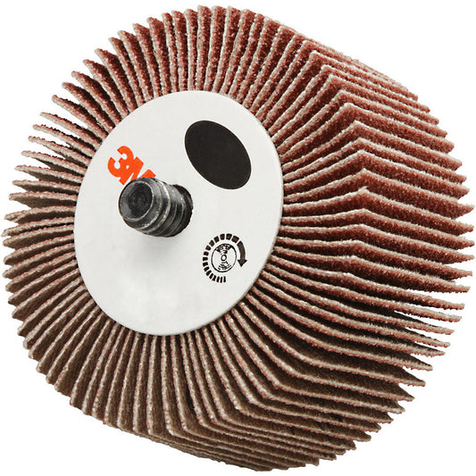 3M 7100171901 Mounted Flap Wheel 1-1/2" Dia, 1/2" Face Width, 80 Grit, Aluminum Oxide