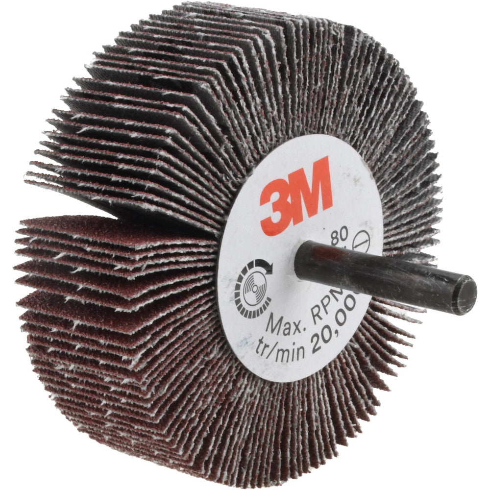3M 7100178243 Mounted Flap Wheel 3" Dia, 1" Face Width, 80 Grit, Aluminum Oxide