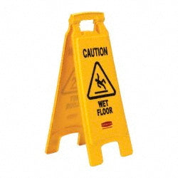 Rubbermaid FG611277YEL Collapsible Bright "Caution Wet Floor" Industrial Warning Sign to Prevent Slip/Fall, 2-Sided, 26 Inch, Yellow