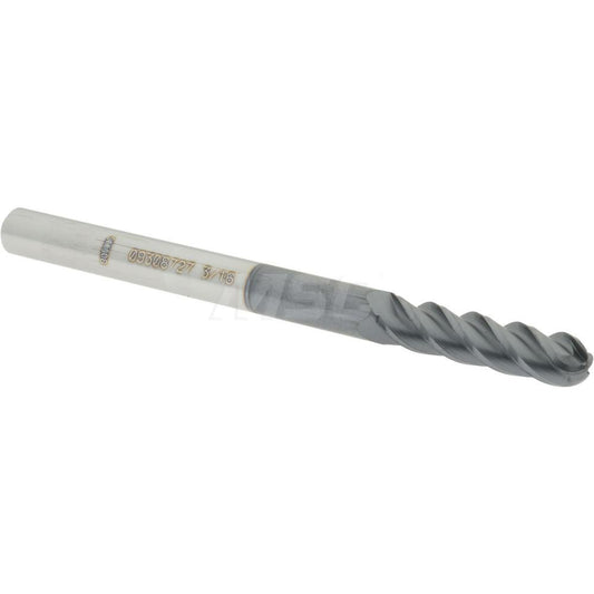 Accupro 09308727 Ball End Mill 0.1875" Dia, 0.75" LOC, 4 Flute, Solid Carbide