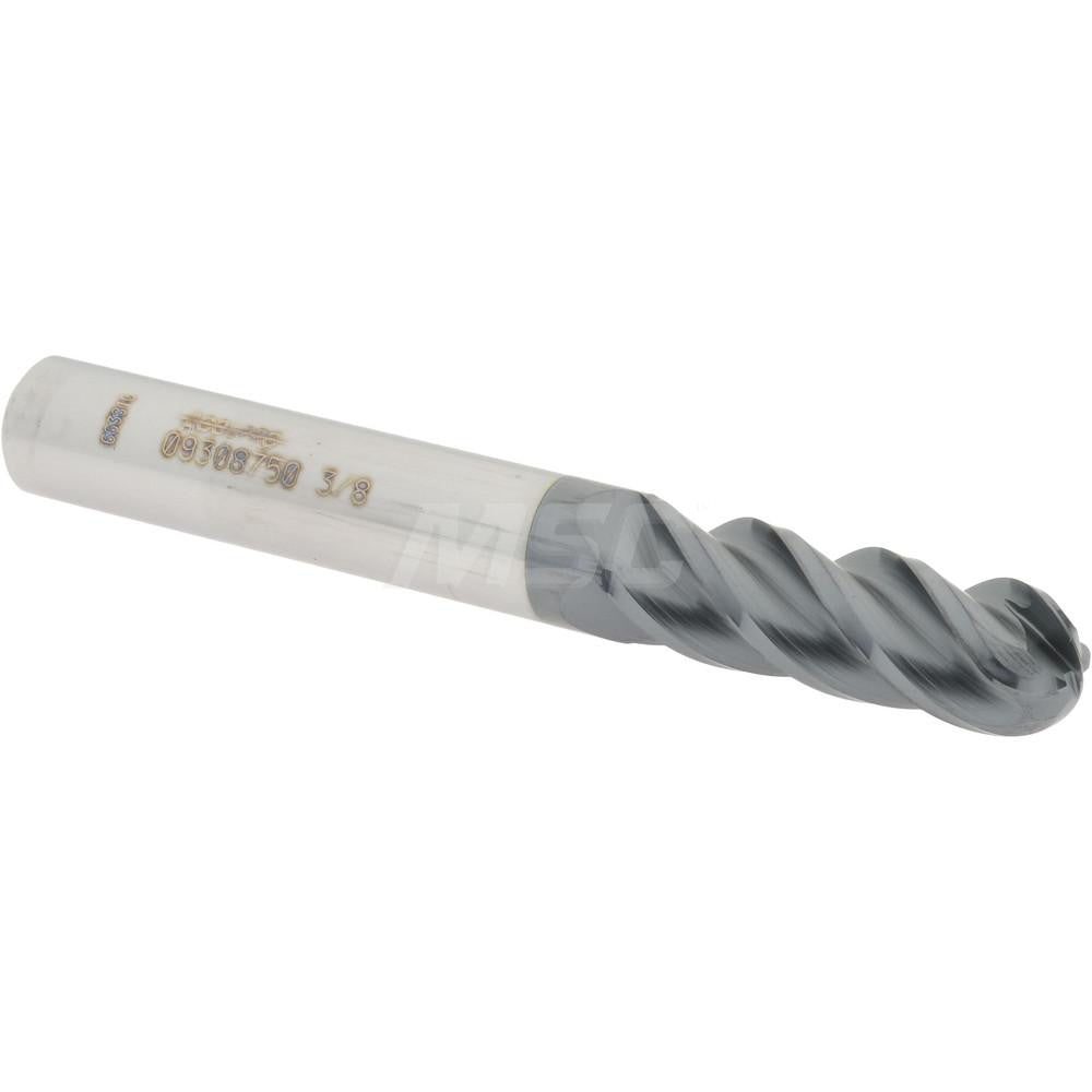 Accupro 09308750 Ball End Mill 0.375" Dia, 1.125" LOC, 4 Flute, Solid Carbide