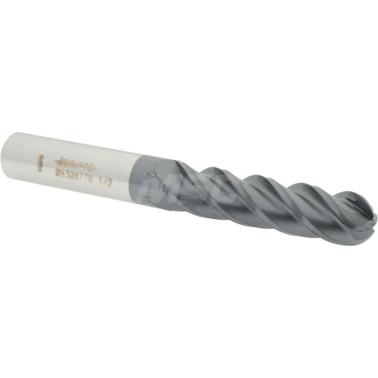 Accupro 09308776 Ball End Mill 0.5" Dia, 2" LOC, 4 Flute, Solid Carbide