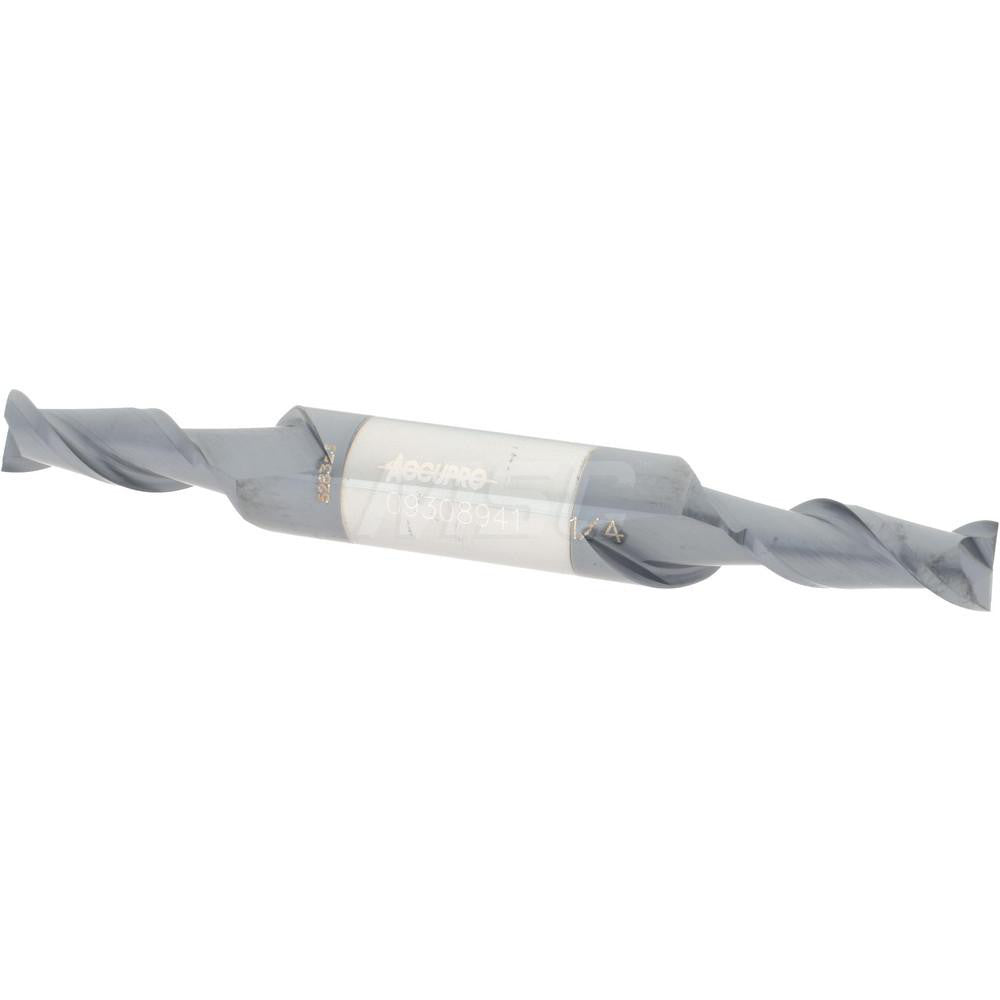 Accupro 09308941 Square End Mill 1/4'' Dia, 5/8'' LOC, 3/8'' Shank Dia, 3'' OAL, 2 Flutes, Solid Carbide