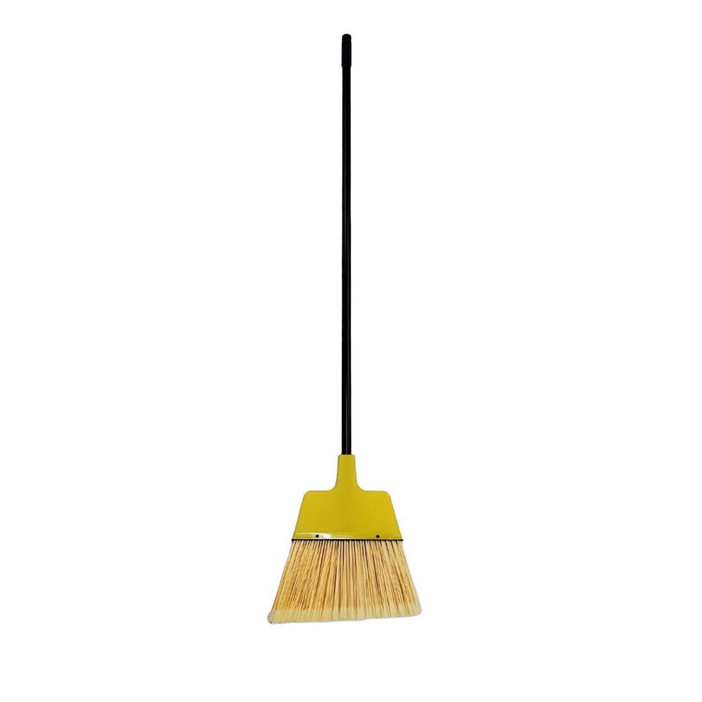 Pro-Source 09320003 12" Wide, Yellow Polypropylene Bristles, Vinyl-Coated Metal Handle, Angled Broom