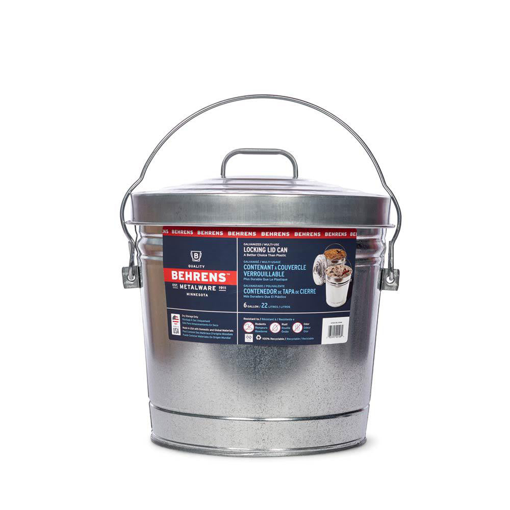 Behrens 6106 Galvanized Steel Trash Can w/Locking LId