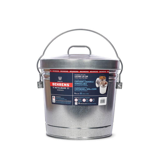 Behrens 6106 Galvanized Steel Trash Can w/Locking LId