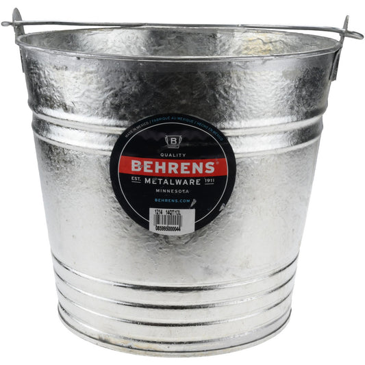 Behrens 1214 14 Qt, 11-1/2" High, Galvanized Steel Round Gray Single Pail