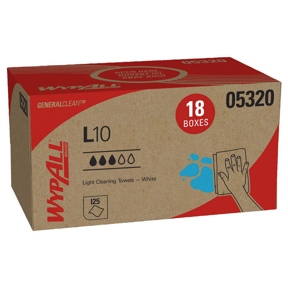 WypAll 05320 GeneralClean™ L10 Light Cleaning Towels (05320), Pop-Up Box, Limited Use Towels, White