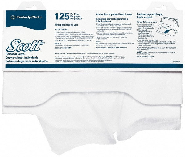 Scott 07410 24 Qty 1 Pack 18" Long x 15" Wide White Toilet Seat Covers