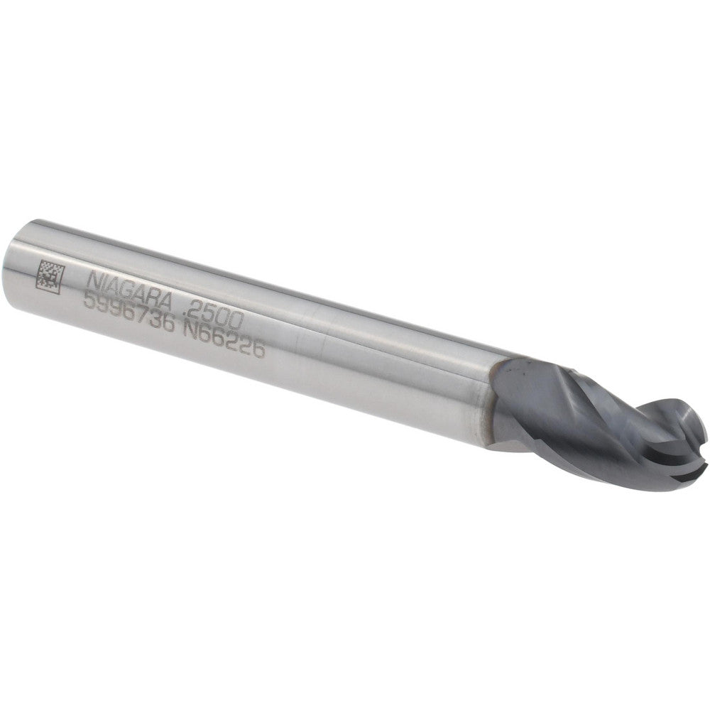 Seco 17003788 Ball End Mill 1/4" Dia, 3/8" LOC, 3 Flute, Solid Carbide