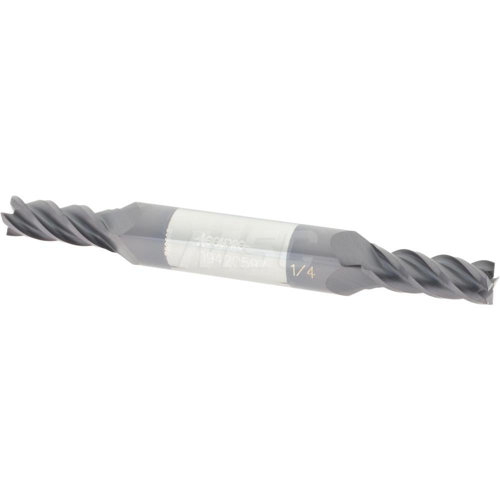 Accupro 09420597 Square End Mill 1/4'' Dia, 5/8'' LOC, 3/8'' Shank Dia, 3'' OAL, 4 Flutes, Solid Carbide