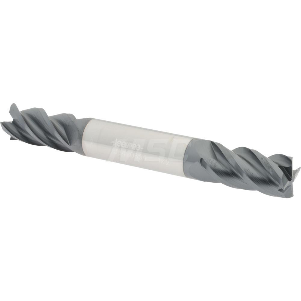 Accupro 09420654 Square End Mill 1/2'' Dia, 1'' LOC, 1/2'' Shank Dia, 4'' OAL, 4 Flutes, Solid Carbide