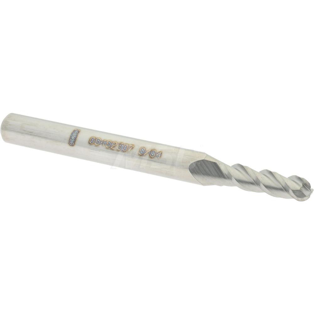 Accupro 09492307 Ball End Mill 0.1406" Dia, 0.5" LOC, 3 Flute, Solid Carbide
