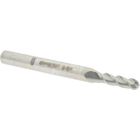 Accupro 09492307 Ball End Mill 0.1406" Dia, 0.5" LOC, 3 Flute, Solid Carbide