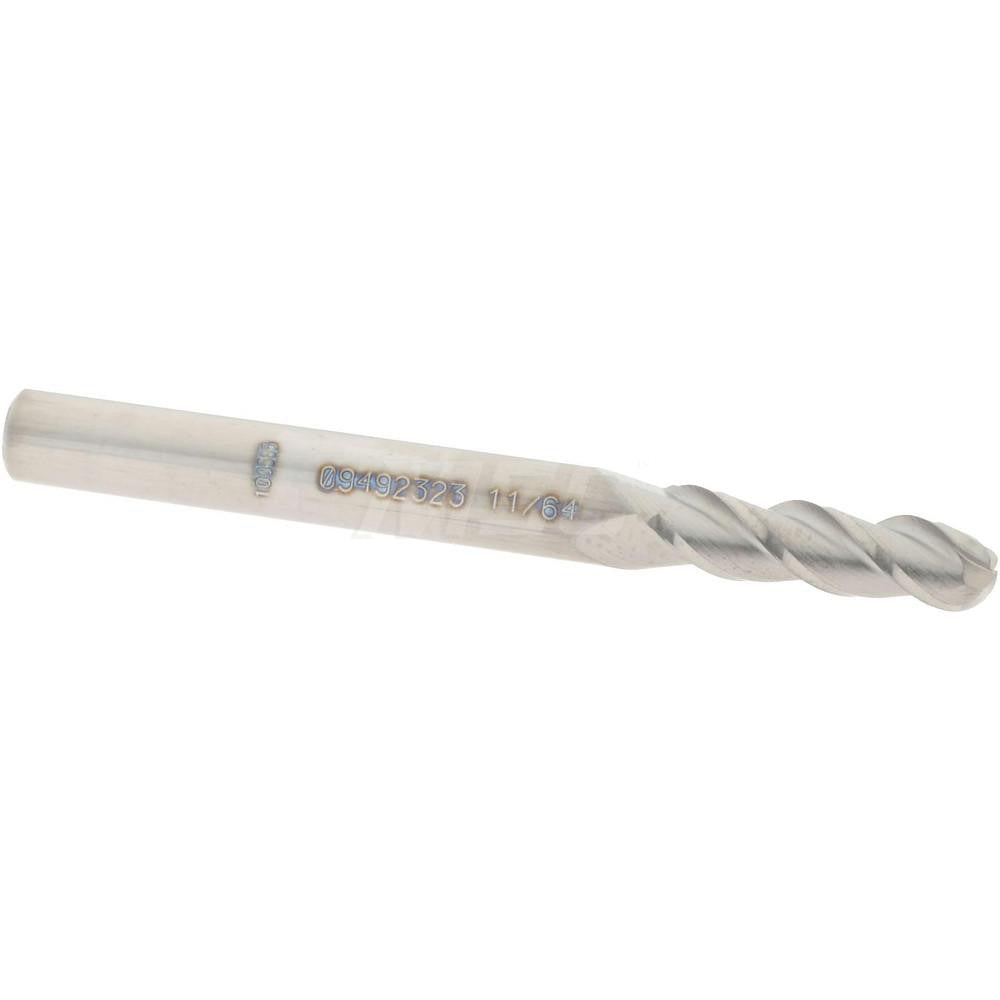 Accupro 09492323 Ball End Mill 0.1719" Dia, 0.625" LOC, 3 Flute, Solid Carbide