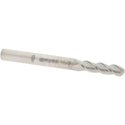 Accupro 09492323 Ball End Mill 0.1719" Dia, 0.625" LOC, 3 Flute, Solid Carbide