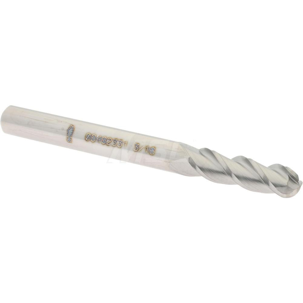 Accupro 09492331 Ball End Mill 0.1875" Dia, 0.625" LOC, 3 Flute, Solid Carbide