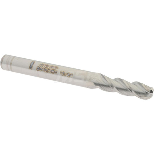 Accupro 09492364 Ball End Mill 0.2344" Dia, 0.75" LOC, 3 Flute, Solid Carbide