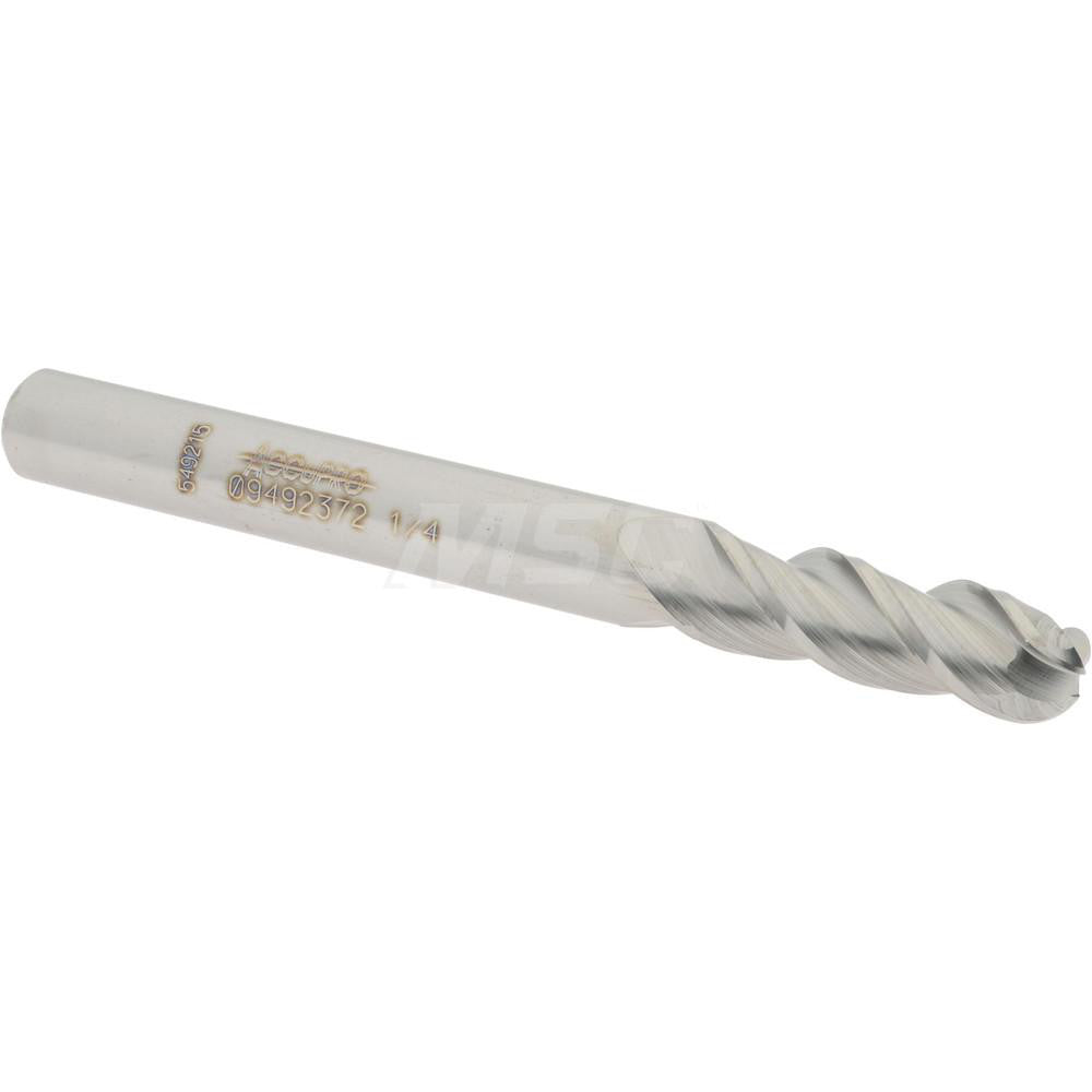 Accupro 09492372 Ball End Mill 0.25" Dia, 0.75" LOC, 3 Flute, Solid Carbide