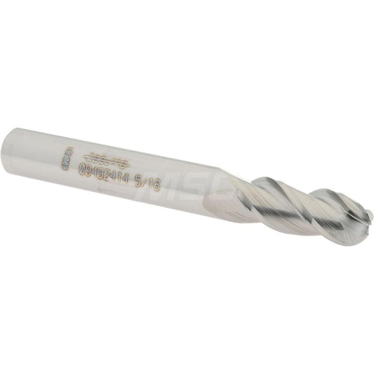 Accupro 09492414 Ball End Mill 0.3125" Dia, 0.75" LOC, 3 Flute, Solid Carbide