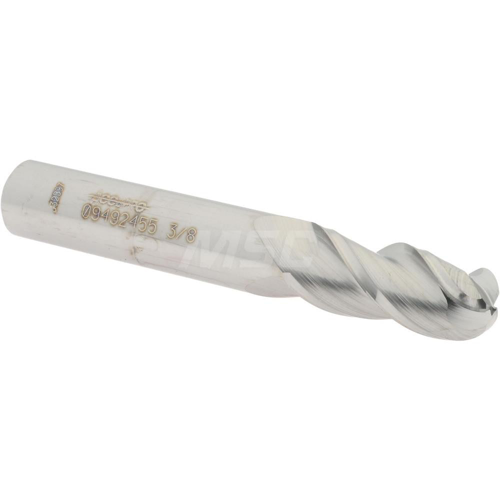 Accupro 09492455 Ball End Mill 3/8" Dia, 7/8" LOC, 3 Flute, Solid Carbide