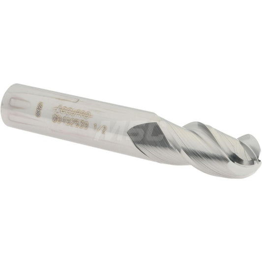 Accupro 09492539 Ball End Mill 0.5" Dia, 1" LOC, 3 Flute, Solid Carbide