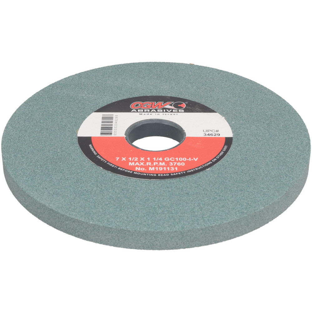 CGW Abrasives 34629 Surface Grinding Wheel 7" Dia, 1/2" Thick, 1-1/4" Arbor, 100 Grit