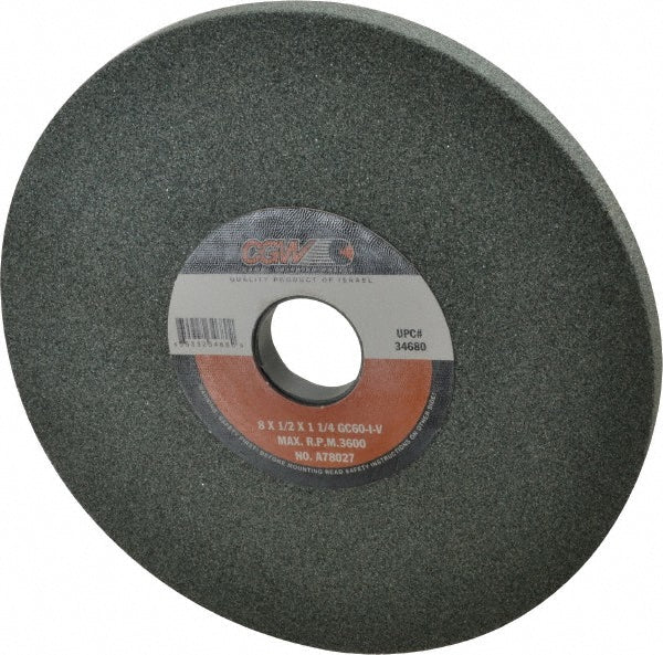 CGW Abrasives 34680 Surface Grinding Wheel 8" Dia, 1/2" Thick, 1-1/4" Hole, 60 Grit, I Hardness