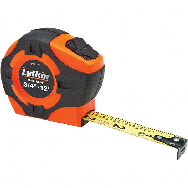 Lufkin PQR1312N Tape Measure 12' Long, 3/4" Width, Yellow Blade