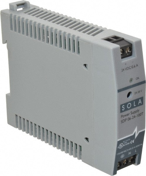 Sola/Hevi-Duty SDP06-24-100T 100 Watt, 0.60 Amp, 264 VAC, 375 VDC Input, 24 to 28 VDC Output, DIN Rail Power Supply