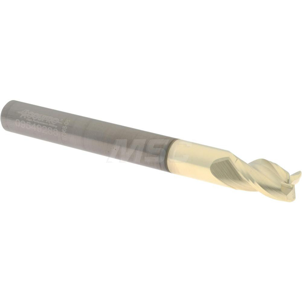 Accupro 314560 Corner Radius End Mill 1/4" Dia, 3/8" LOC, 37 deg Helix, Corner Radius End, Centercutting