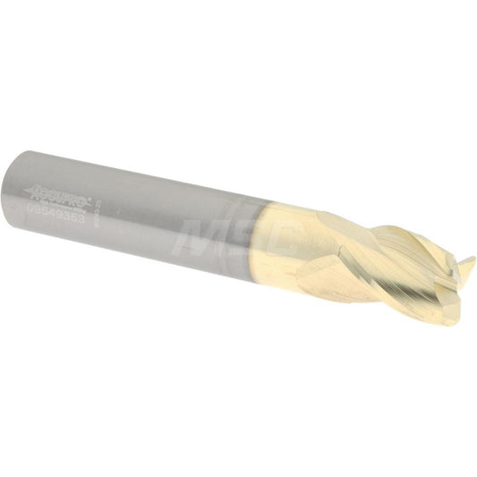 Accupro 314827 Corner Radius End Mill 1/2" Dia, 5/8" LOC, 37 deg Helix, Corner Radius End, Centercutting