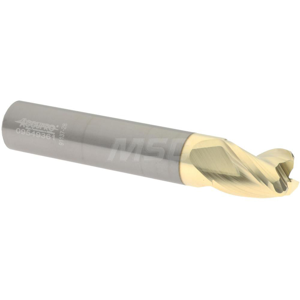 Accupro 314830 Corner Radius End Mill 1/2" Dia, 5/8" LOC, 37 deg Helix, Corner Radius End, Centercutting